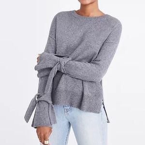 Madewell Tie Cuff Grey Sweater